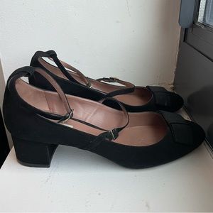 Tabitha Simmons Rubia Suede Double-Buckle Pumps, Black